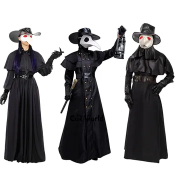 Halloween Mor Lékař Punk Gothic Party Černé Šaty Svátek Všech Svatých Oblečení Karneval Cosplay Kostýmy