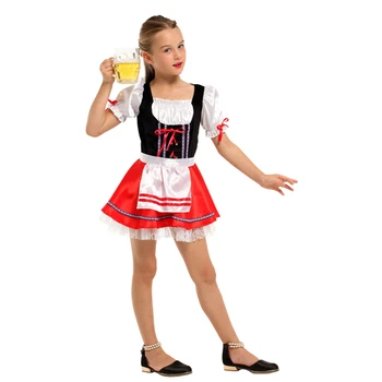 Děti, Dítě, německé Bavorsko Oktoberfest Pivo Dívka Cosplay Kostým Dirndl pro Dívky Halloween Kostýmy, Maškarní Šaty