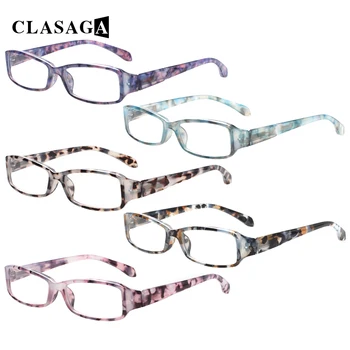 CLASAGA Brýle na Čtení Flexibilní Jarní Závěs Tištěné Květina Obdélník Rám Muže a Ženy, HD Předpis Reader Brýle