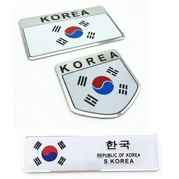 3D Korea Národní Vlajka Odznak Přední Grill Znak Samolepka Závodní Obtisk pro Hyundai Kia Renault, Ssangyong Renault Peugeot Opel