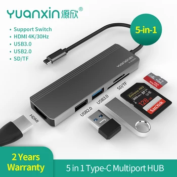Yuanxin Rozšíření Dock Rozšíření Typec Notebook USB Splitter 3 Blesk 4HDMI Více rozhraní Síťový Kabel Adaptér Převodník