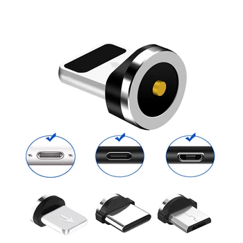 Univerzální Kolo Magnetické Kabelu Micro USB / Typ C / 8 Pin Adaptér（Pouze Magnetický Plug）Magnet Cabo Konektoru Prach Svíčky