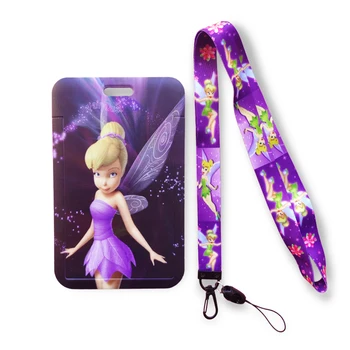 Disney Tinker Bell Sestra Ženy na Krk Klíče Řetězce ID Karty Kryt Projít Mobilní Telefon Kouzlo Odznak Držitel Přívěšek na klíče Příslušenství