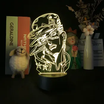 Jojo Bizarní Dobrodružství Jotaro Kujo 3d Led Lampa Pro Ložnice Noční Světla Anime Mange Obrázek Avatar Pokoj Dekor Luces Roztomilý Dárek