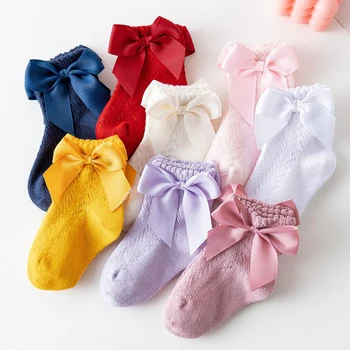 0-5 roků Novorozence Baby Kotníkové Ponožky S Luky Bavlněné Ponožky Pro Dívky Letní vydlabat Batolata Dívka Nabíraný Kojenecké Ponožky Podlahové Ponožky