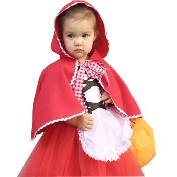 Červená karkulka pro Dívky Halloween Kostým Červená karkulka Kostým Dětské Šaty s Cape