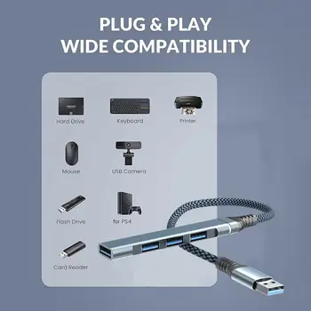 Kabel Hub Spolehlivý 4-v-1 USB 3.0 Type-c Splitter Dokovací Hub Gadget Podpora Nabíjení Zařízení Rozšíření Doku