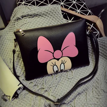 Disney Mickey Plenka Taška, Taška přes Rameno Minnie Karikatura Messenger Bag PU módní lady ženy, venkovní cestovní messenger taška steh