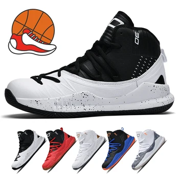 Pánské high-top venkovní basketbalové boty opotřebení-odolné krajka-up trend kontrastní barevné tenisky, velká velikost 35-47 basketbalové boty
