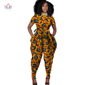Kombinézy Dámské Kombinézy 2021 Šaty S Potiskem Krátký rukáv Africkém stylu Oblečení Dashiki dlouhé Kalhoty Plus Velikosti WY856