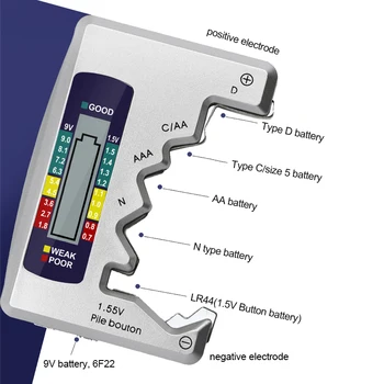 Univerzální Digitální Tester Baterií LCD AA/AAA/9V/1.5 V knoflíková Baterie Kapacita Zkontrolujte, zda Detektor Kapacitní Diagnostický Nástroj