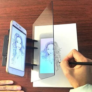 Děti LED Projekční Kresba Kopírování Board Projektor Malování Obrysu Desky Skici Zrcadlového Odrazu Stmívání Držák Držák Telefonu