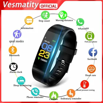 Vesmatity 115Plus 2022 Hot Prodej Chytrý Náramek s Srdeční Frekvence Krevní Tlak Monitor Fitness Tracker Sport Smartwatch