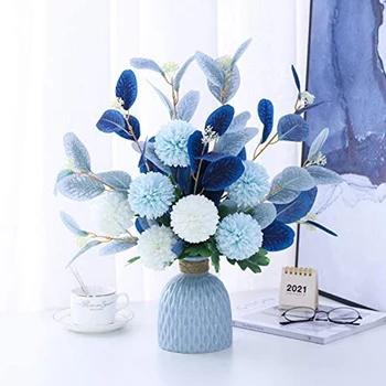 Umělé Květiny a Vázy Falešné Hortenzie Květinové Aranžmá, který se Používá pro Domácí Kancelář, Strana, Svatební Jídelní Stůl Dekorace Mariage