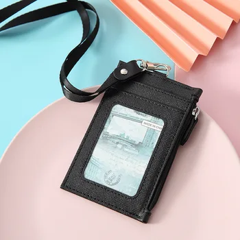 Nové Černé Business Kreditní Karty ID Odznak Peněženku, Pouzdro Ženy Muži Mince Karty Peněženka Držitele Popruh na Krk Student Autobusové Karty Tašky