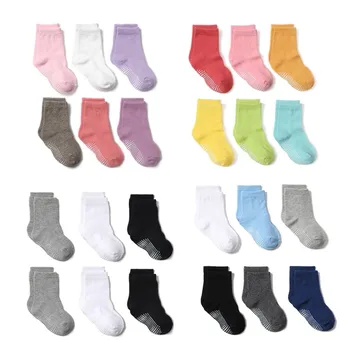 6 Párů/lot Bavlněné Ponožky s Gumovými Úchyty dětských Anti-skluzu Loď Ponožky pro Chlapce, Dívky 1-7 Let