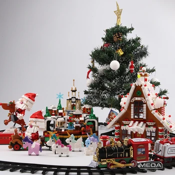 Vánoční Série Cihly Hračky Hrad Santa Unicorn Vánoční Perníkové Chaloupce S Candy House Model Sestavy Stavebnice Pro Dítě, Dárky