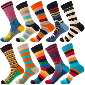 Na jaře A na Podzim Šťastný Ponožky S Stejné Pruhované Pánské A Dámské Ponožky Příliv Barva Ulici Osobnosti Střední Ponožky