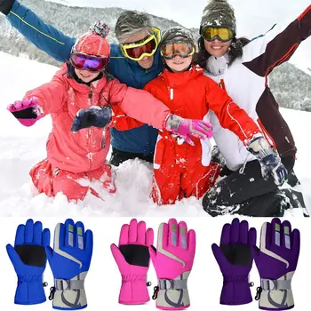 1 Pár Děti Rukavice Zimní Teplé Nepromokavé Děti Chlapci Dívky Lyžařské Rukavice Non-slip Děti s Dlouhým rukávem Rukavice Venkovní Lyžařské Rukavice