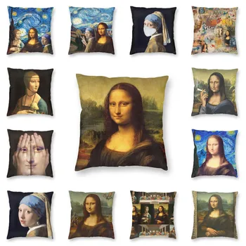 Klasické Mona Lisa Od Leonarda Da Vinci povlak na Polštář 40x40cm Dekorace Tisku Malířství Hodit Polštář pro Obývací Pokoj