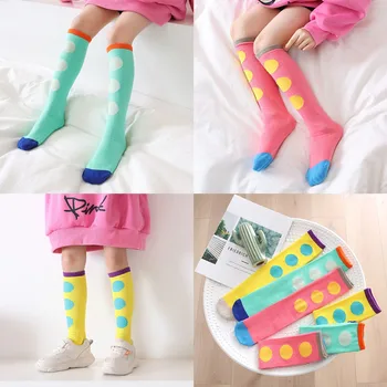 3-12 let podzimní a zimní nové dětské ponožky barva odpovídající polka dot dětské punčochy