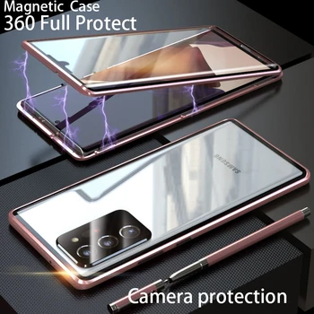 Kovové Magnetické Čirý Kryt Pro Samsung Galaxy Note 20 Ultra S21 Plus S20 FE Telefon Případě Obrazovce Fotoaparátu Ochrana, Nárazuvzdorné Funda