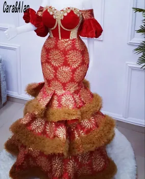 Formales Vestido De Fiesta Africké Mořská panna Večerní Šaty pro Ženy Svatební Party Šaty Krajka Crystal Celebrity Prom Šaty 2022