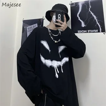 Muži Dlouhý Rukáv T-košile Smiley Tištěné svrchní oděv Pánské Elegantní Doplňky Hip Hop Personalizované Pár Móda pro Volný čas Oblečení Harajuku Super