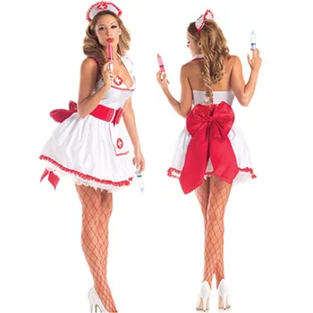 Erotické Zdravotní Sestra Šaty, Uniformy, Ženy, Dospělí Nezbedná Sestřička Doktora Halloween Kostým Sexy Maid Cosplay Oblečení Clubwear Fantasias