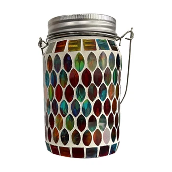 Solární Dekorativní Osvětlení Mozaika Mason Jar Lampa Venkovní Vodotěsné Visí Lucerny Garde Patio, Trávník, Dekorace