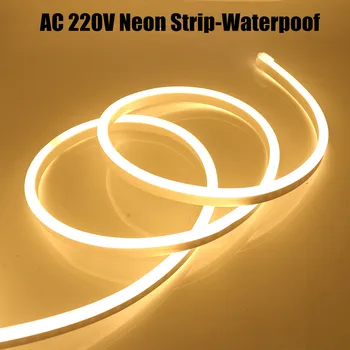 Neon Strip EU 220V Vodotěsné Venkovní Zahradní Osvětlení bílá/Teplá Bílá 2835 120LEDs/m Pásky Pásky LED Strip Flexibilní Noční Lampa