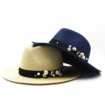 earl stereoskopické Pearl letní klobouk Šití barva dovolenou na Pláži slámy sluneční klobouky pro ženy letní styl klobouk 2017 doprava zdarma