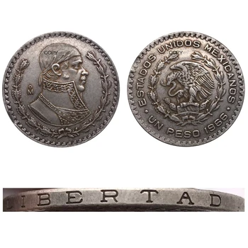Dopis Okraji 1966 Mexiko 1 Peso Mince Kovové Cupronickel Stříbrný Pozlacený Sběratelství Replika Suvenýr Kopie Mince