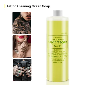 Tetování Čištění Zelené Mýdlo 16OZ Vysoké Obohacení Tetování následné Péče Řešení Procesu Čištění Tekuté Mýdlo Tetování Kapaliny