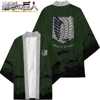 Útok na Titan Anime Kabát Shingeki Žádné Kyojin Skautingu Legie Wings of Liberty Tištěné Kimono Bunda Halloween Cosplay Kostým
