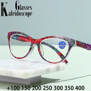 +1.5 2.0 3.0 3.5 Módní Brýle na Čtení Ženy Proti Modré Světlo Cat Eye Brýle Dámy s Vysokým rozlišením Dalekozrakosti Brýle