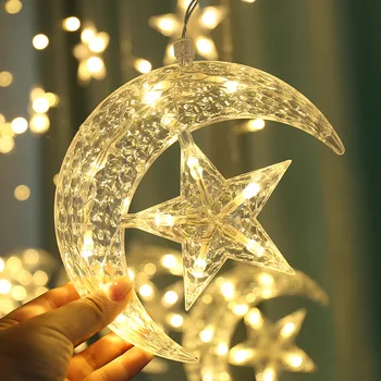 Vánoční Moon Star LED Závěs Víla Světla Girlanda Vánoční Ozdoby pro Domácí Venkovní Svatební Výzdoba Dovolenou Osvětlení Místnosti