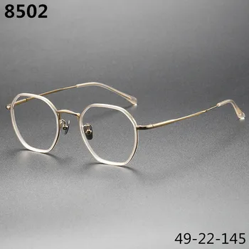 2023 Nové Japonské Konstrukce Rámu Brýlí Muži Vintage Brýle Acetát Polygon Titan Modré Světlo Předepsané Brýle GAFAS