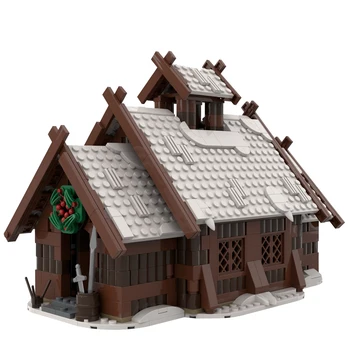 Autorizovaný MOC-96080 Zimní Viking hodovní Síni Středověké Vesnice Téma Stavební Bloky, PF Set (763PCS)