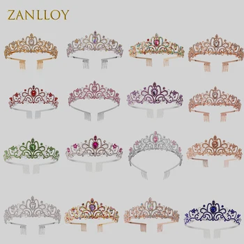 ZANLLOY svatební Svatební Barevné Crystal Crown a Barokní Vintage Čelenka Svatební Průvod Míč Koruna Svatební Vlasy Accessoriesewelry
