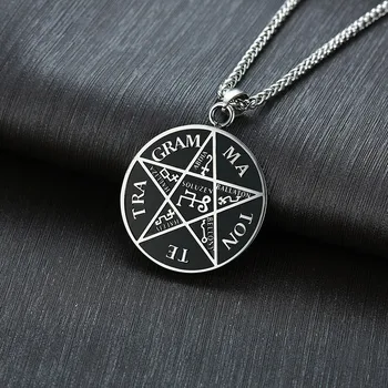 Punk Pánská Tetragrammaton Náhrdelníky z Nerezové Oceli, Pentagram z Solomon Přívěsek Jménu Boha Límec Dárky pro Něj