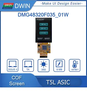DWIN Nové T5L0 Čipy 320*480 3,5 Palce Velikost COF 262K Barev, IPS-TFT-LCD Displej, Snadno se Sekundární Rozvoj DMG48320F035-01W