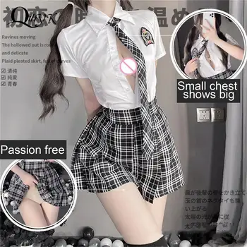 Japonský Student Dívky Školní Uniformy v Černé, Bílé spodní Prádlo JK Oblek Skládaná Sukně Ženy Noční Hraní Pokušení Oblečení