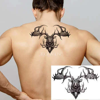 Vodotěsný Dočasné Tetování Nálepka Deer Silné Parohy, Lebky Falešné Tatto Flash Tatoo Ruce, Paže, Nohy, Tělo Umění pro Muže, Ženy