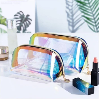 Laser Barva Transparentní Kosmetická Taška z PVC, Toaletní Make-up Bag Organizátor Ženského Holky Vodotěsný Zip Make-Up Kosmetické Případě