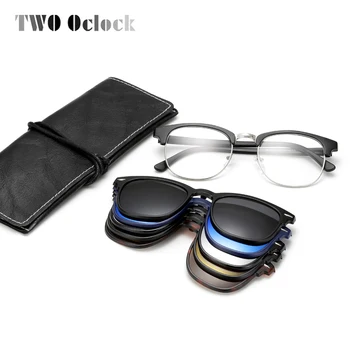 5 V 1 Magnetické Brýle Klip Na Brýle Muži, Ženy, Ultra-lehké TR90 Polarizované UV400 Předpis Optické Brýle Rám 6ks/1set