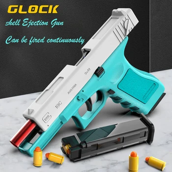 2022Shell Vyhození Glock Pistole Zbraň Hračka Zbraň Blaster Kontinuální Snímání Model Launcher Pro Dospělé Kluky Dítěte CS Boj