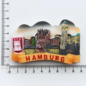 Hamburk, orientační bod památky cestovního ruchu memorial pryskyřice ručně malované řemesla magnet lednička samolepky