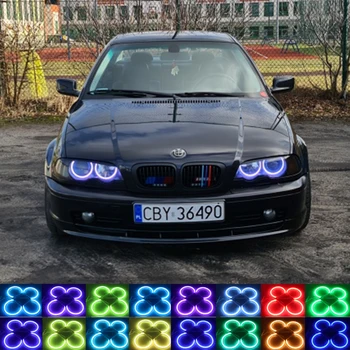 131 mm + 146 mm Multi Barvy RGB Bavlna Světlo, LED Angel Eye Halo Dálkové Ovládání Pro BMW 3 5 7 Series E36 E38 E39 E46 Příslušenství