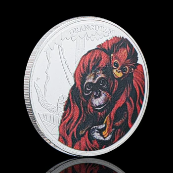 Stříbrný Pozlacený Orangutan mother Love Elizabeth II, Královna Tuvalu Zvířat Centů Suvenýry Mince, Medaile, Sběratelské Mince
